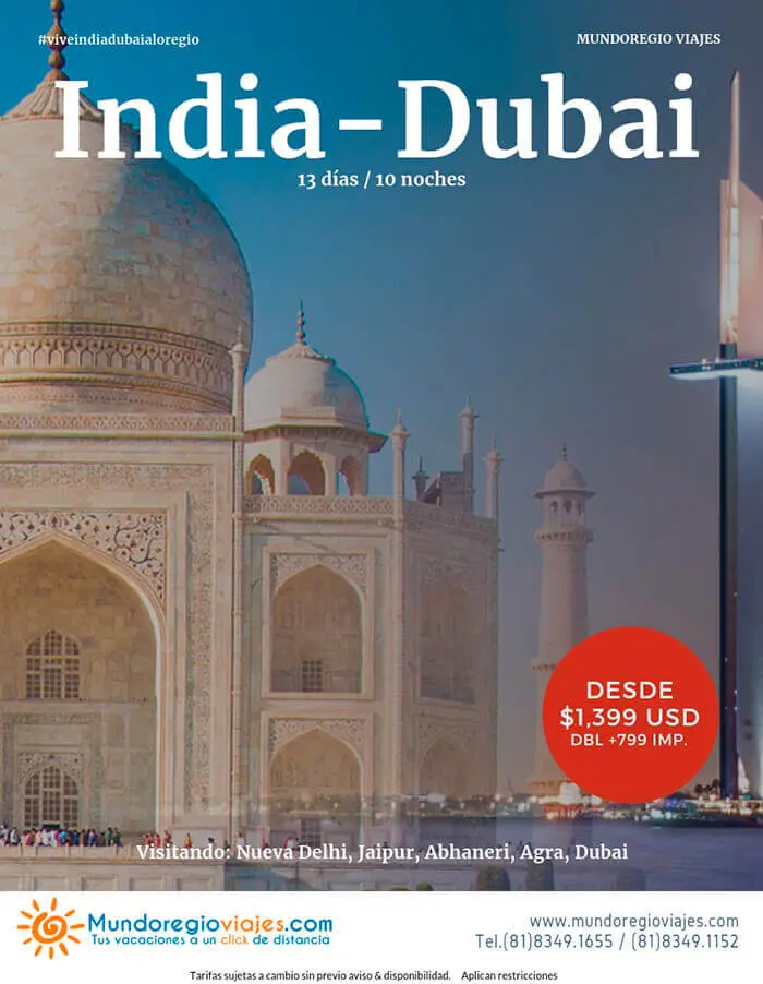 Viaje India & Dubai desde Monterrey con Mundoregio Viajes